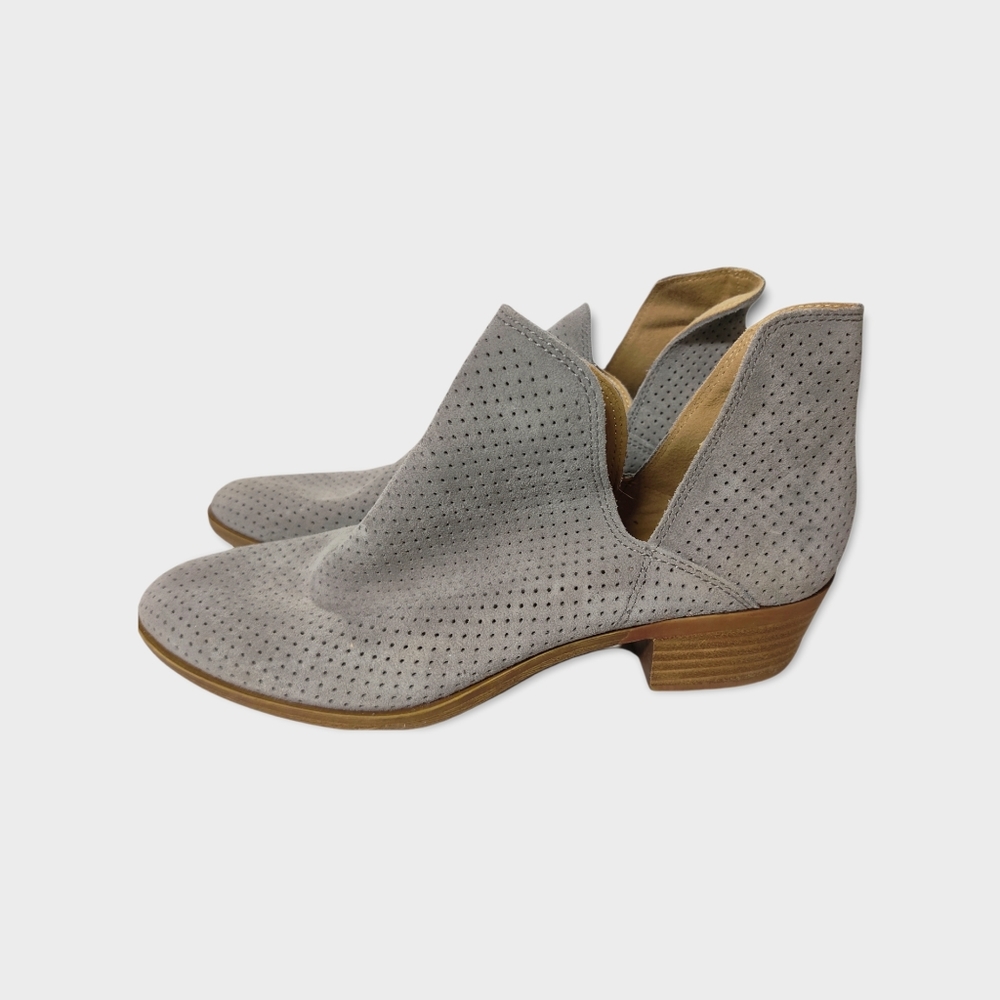 Super Cute Lucky Brand Gray Suede Leather Short Western Ankle Booties Size 7.5